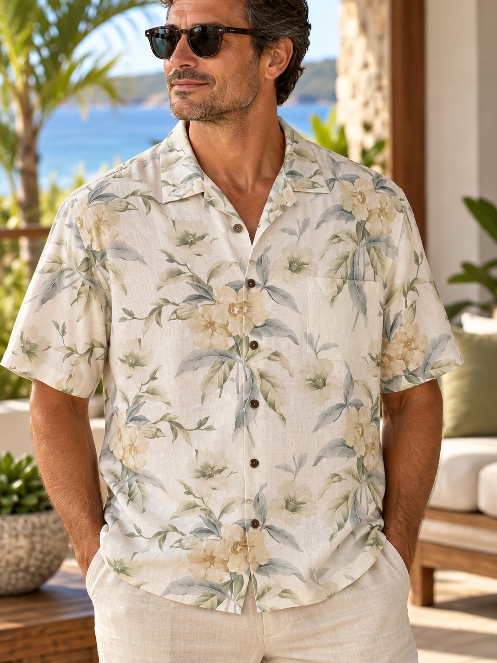 Tommy Bahama XL 100% Silk Floral Camp Shirt Tropical Resort Hawaiian